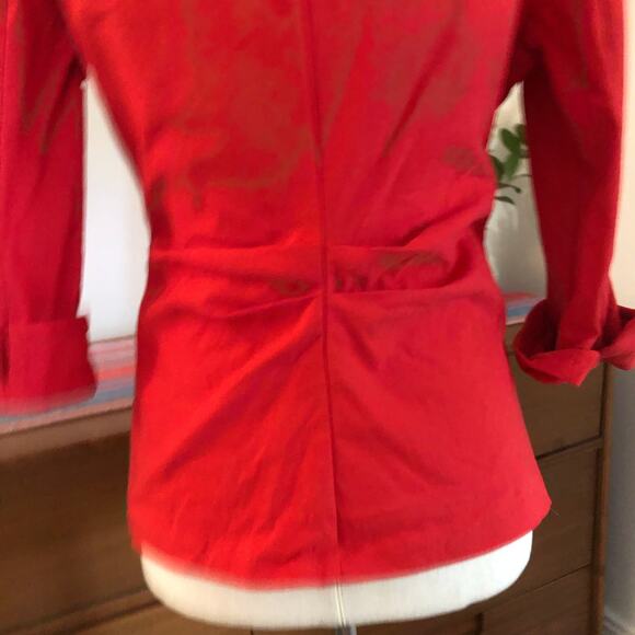 VTG Joseph Ribkoff Red Zip Front Blazer Jacket Fitted 12 Large Office Siren Y2K - Picture 6 of 11